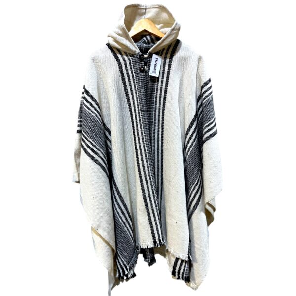 Poncho Cordillera blanco con negro