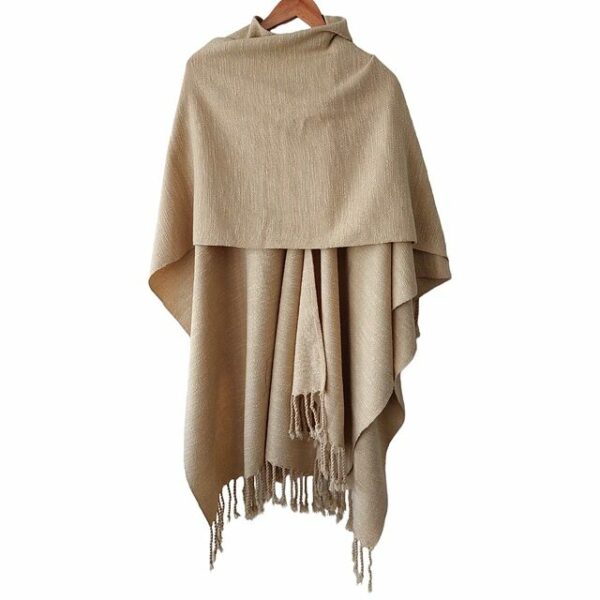 Ruana Artesanal de Mujer, Beige - Imagen 2