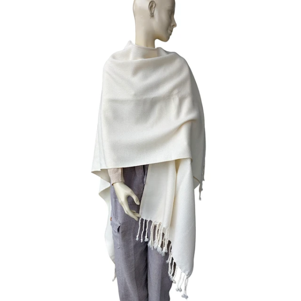 Ruana Artesanal de Mujer, Crema - Imagen 3
