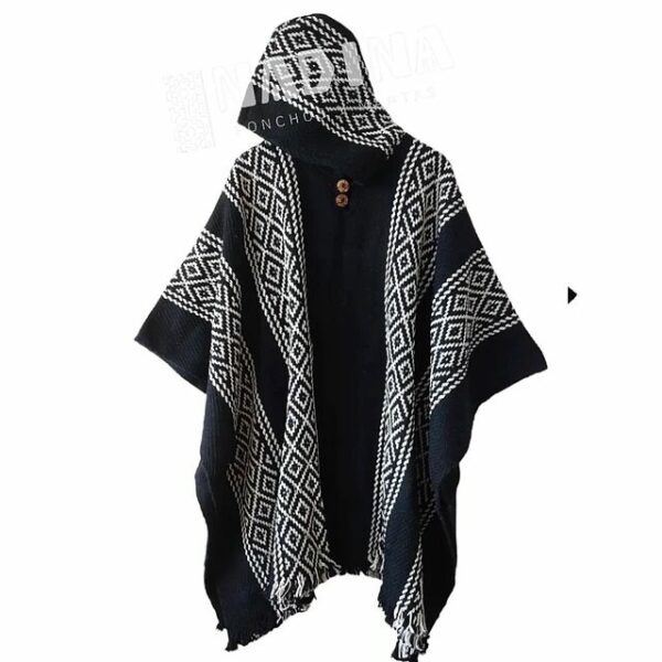 Poncho Patagonia Negro con Blanco