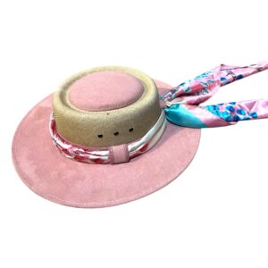 Sombrero yute/tela con pañuelo
