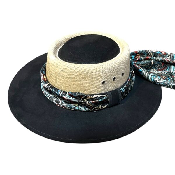 Sombrero yute/tela con pañuelo - Imagen 2