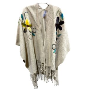 Ruana artesanal bordada beige
