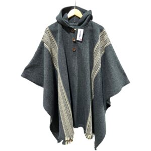Poncho artesanal, marengo con franjas