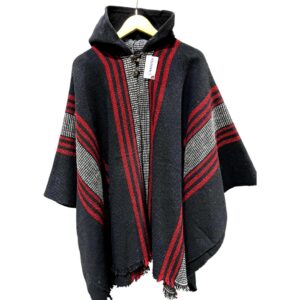 Poncho cordillera negro con rojo
